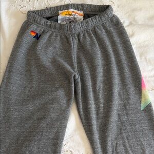 Aviator Nation Charcoal Joggers with Rainbow Bolt Detail